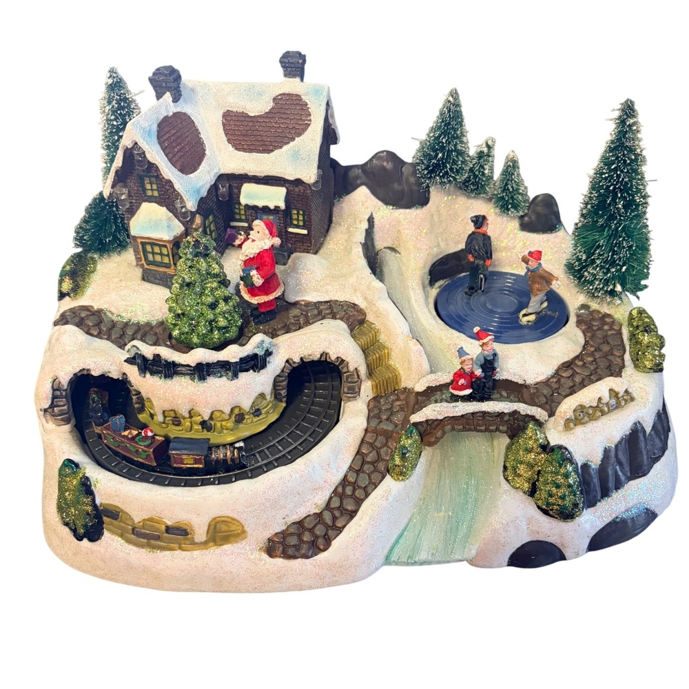 Vintage Avon Holiday Splendor Christmas Fiber Optic Snowy Village Train